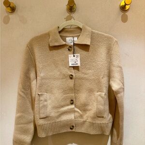 Zara Girls Beige Button-Up Sweater